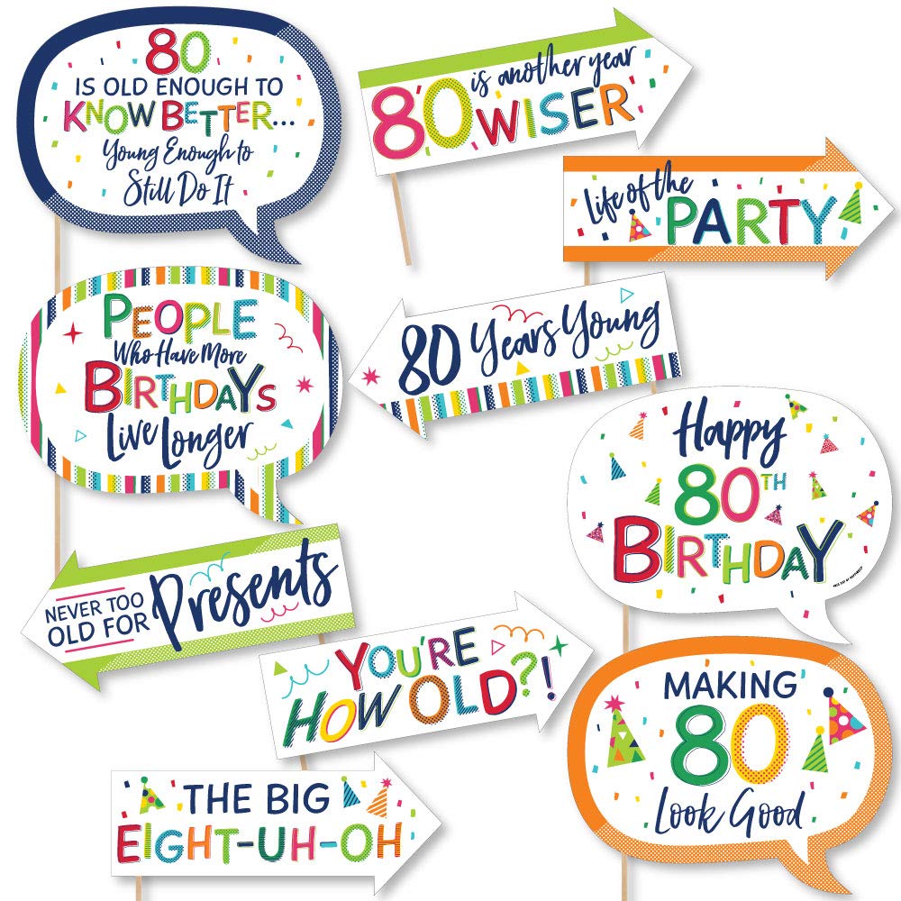 Kit 10 accessoires 80e anniversaire déco joyeux anniversaire de table