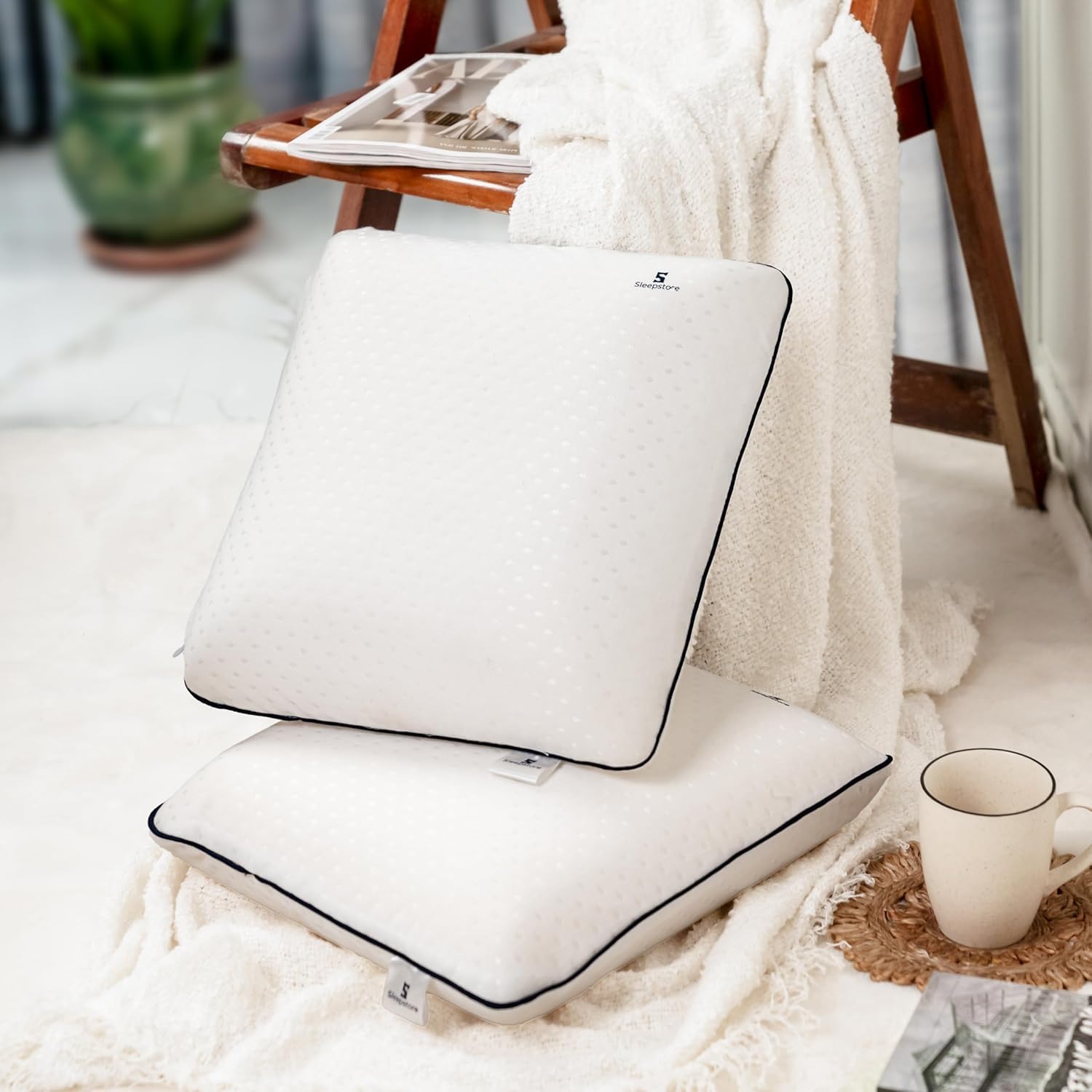 SleepStore Memory Foam Cushion for Seating Comfort, Pack of 2, 16x16 Inch | Premium Supportive Cushion for Home, Office & Travel | Soft Washable Cover-picture-14