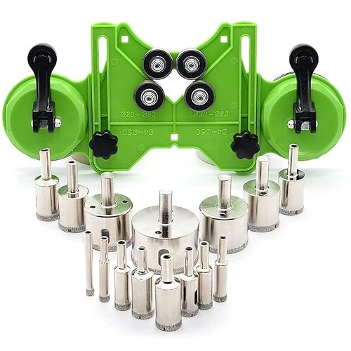 Juego de 16 sierra perforadora de diamante, kit de brocas de sierra de vidrio con guía de sierra de agujero, adecuado para azulejos de cerámica,