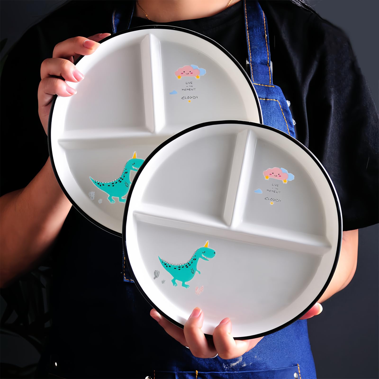 Hoshisea Lunchborden, Verdeeld Bord Keramisch Dinerbord, Keramische Verdeelde Borden, voor Volwassenen En Kinderen, Magnetron En Vaatwasmachinebestendig