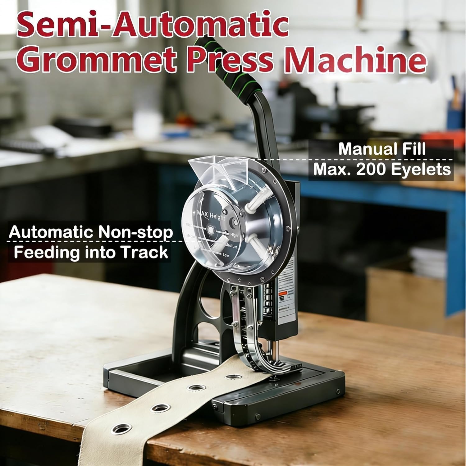 Máquina de ojales, herramienta semiautomática de perforación manual para toldos y pósteres de PVC, incluye kit de herramientas de alicates para perforar ojales