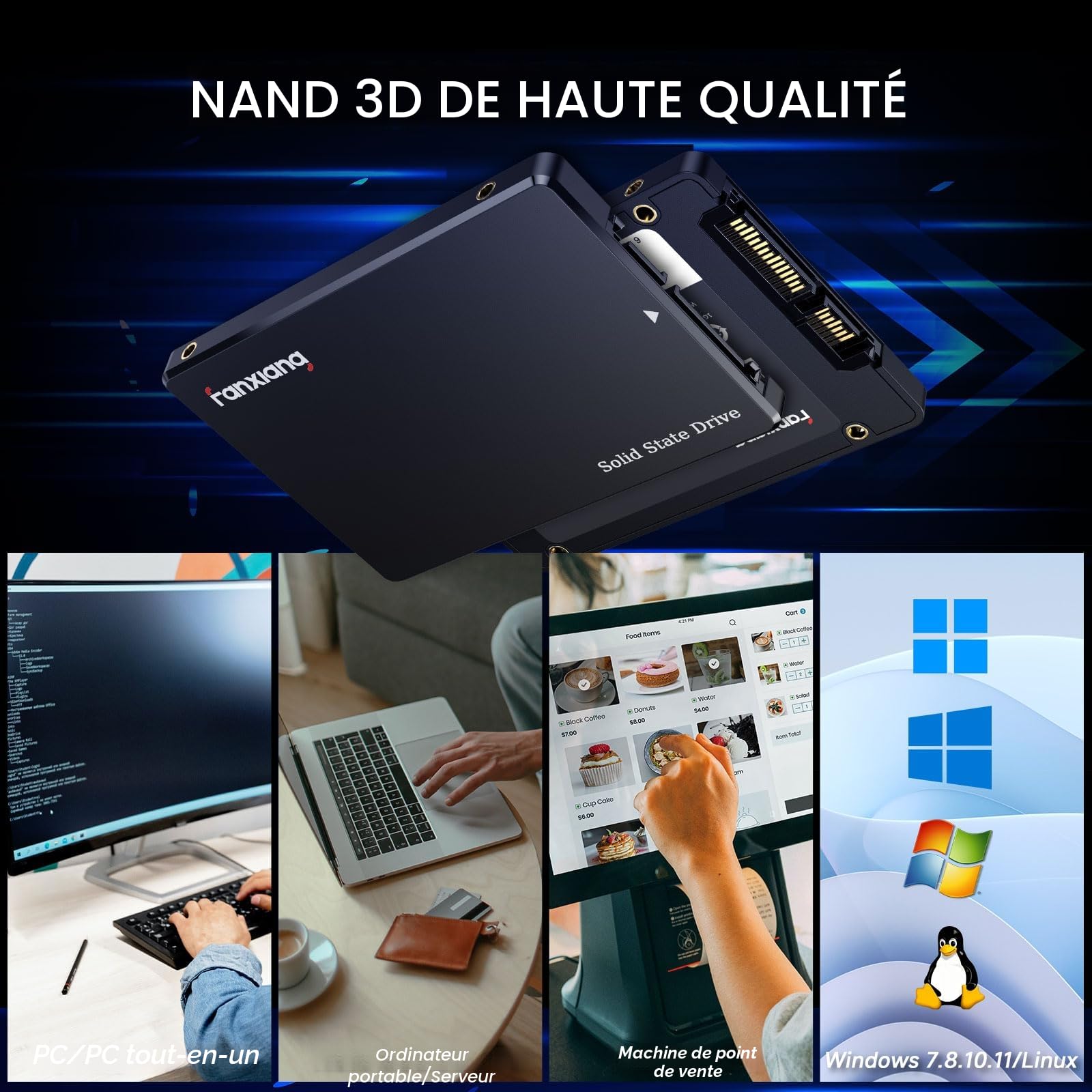 Fanxiang 512Go SSD SATA III 6Go/s 2.5" 560Mo/s Lecture 3D NAND Disque SSD Interne S101Q