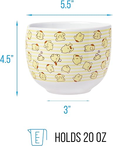 Miniatura 10 de Silver Buffalo Sanrio Hello Kitty and Friends Kuromi - Tazón de arroz de cerámica con palillos, apto para microondas, 20 onzas