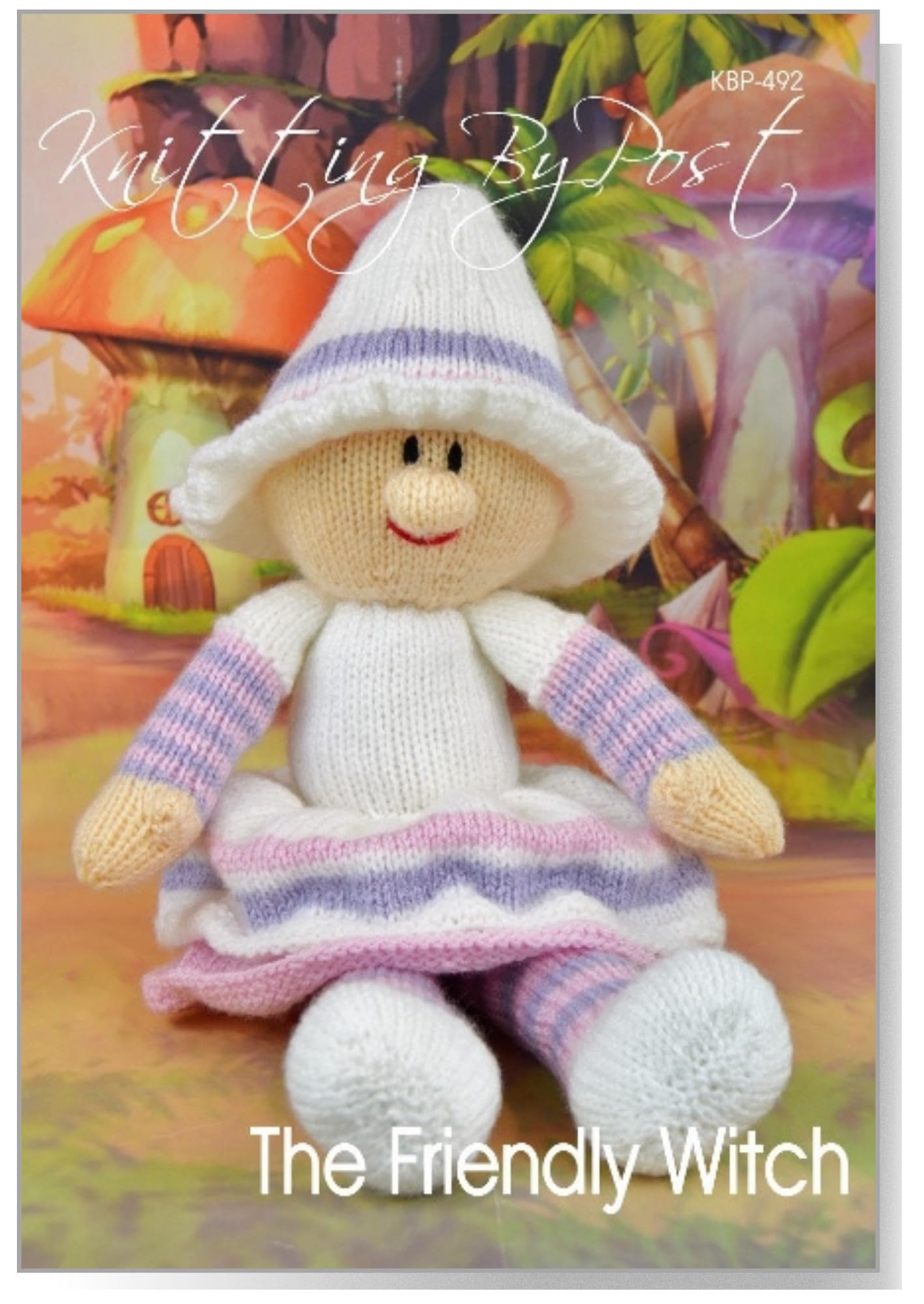 Knitting By Post White Knitting Pattern Leaflet For The Friendly Witch From Halloween Soft Toy A5 Leaflet