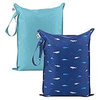 Vista 35 de Tiny Twinkle Bolsas a prueba de desorden para artículos húmedos 2 paquetes de bolsas impermeables reutilizables para trajes de baño Ropa de bebé