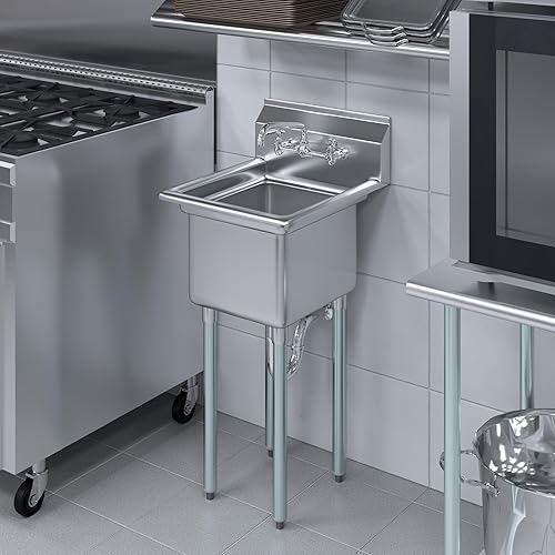 Miniatura 8 de AmGood Fregadero de acero inoxidable para preparación y uso general | NSF | Acero inoxidable 304 | Restaurante, cocina, lavandería, garaje | (Tamaño