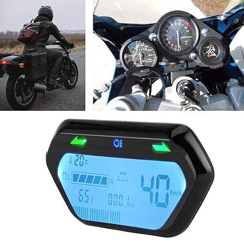 Miniatura 4 de Aramox Velocímetro digital universal para motocicleta, tacómetro de 48 V60 V, fibra negra y de carbono, material ABS, pantalla de 8.1 x 8.5 pulgadas