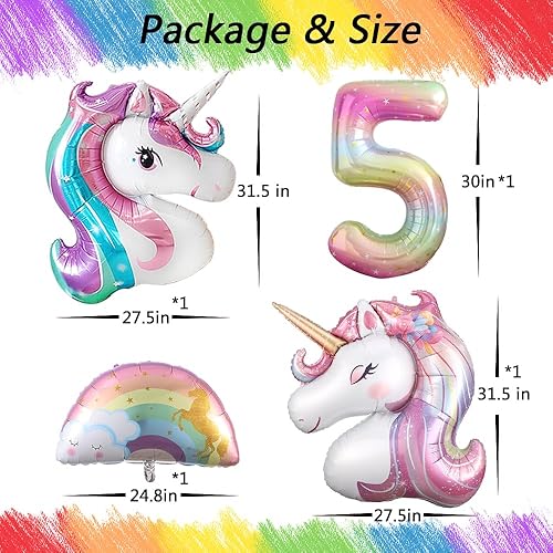 Miniatura 9 de Decoraciones de fiesta de cumpleaños de tercer cumpleaños de unicornio para niña, juego de globos temáticos de fiesta de unicornio morado y rosa,