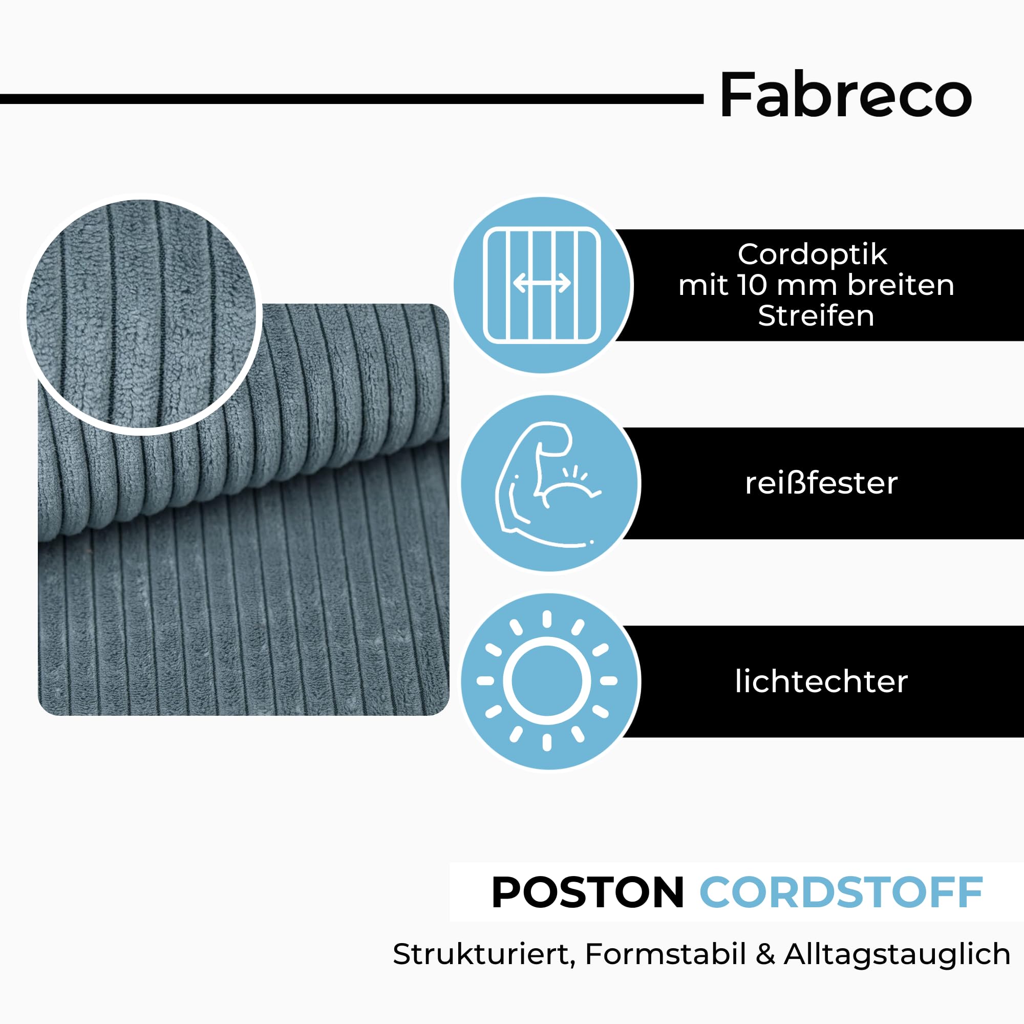 Fabreco - CORDSTOFF Polsterstoff Meterware - Stoff Meterware (500cm x 142cm) | 380 g/m2 | POSTON Dekostoff Breitcord - Polsterstoff Möbelstoff - Möbelstoffe: Cord Stoff für Sofa & Stühle (Lila)