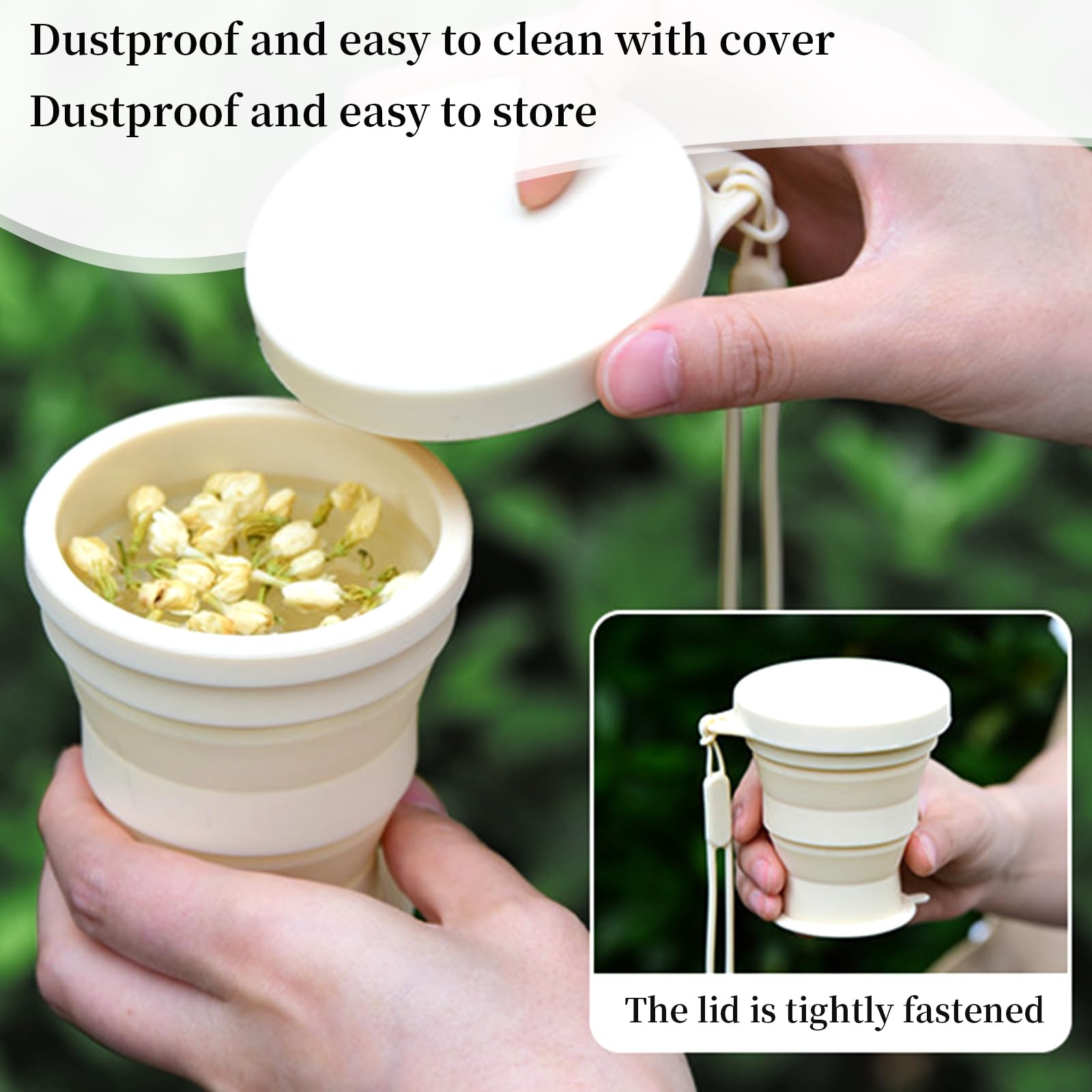 3 Pezzi Coppa di Viaggio Tazze di Silicone Pieghevole 180ml Tazza Caffe Tazza d'Acqua Pieghevole Riutilizzabile con Coperchio di Sigillatura per Outdoor, Campeggio, Escursionismo