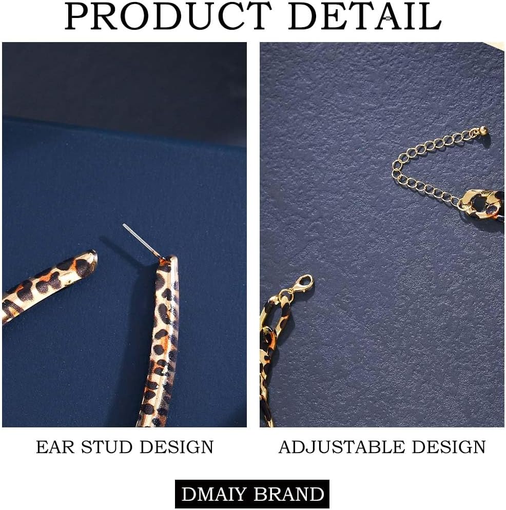 Gold Leopard Print Necklace & Earrings Set - Women's Modern Bohemian Jewelry for Casual Wear & Gifting - Image 4