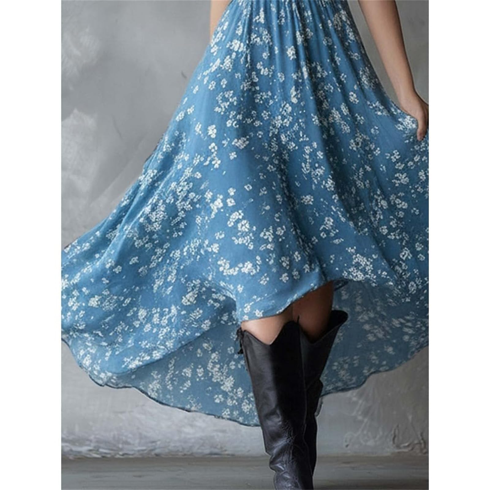 Vestido de verano con cuello halter floral para mujer, vestido de verano acampanado con vuelo, vacaciones, playa, uso diario, fiestas, viajes, casual