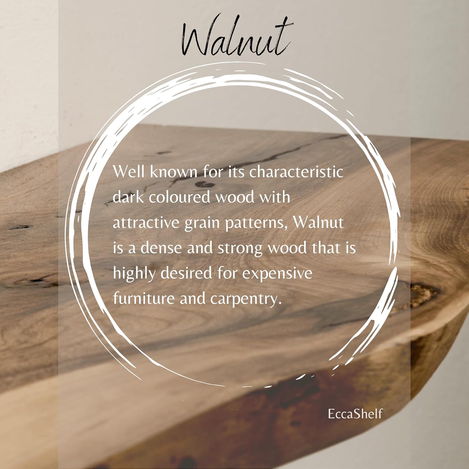 EccaShelf - Floating Walnut Fireplace Mantle, Live Edge Wood Mantel Shelf, Floating Fireplace Shelf, Rustic Mantelpiece, Rustic Mantel (60'' x 8'')