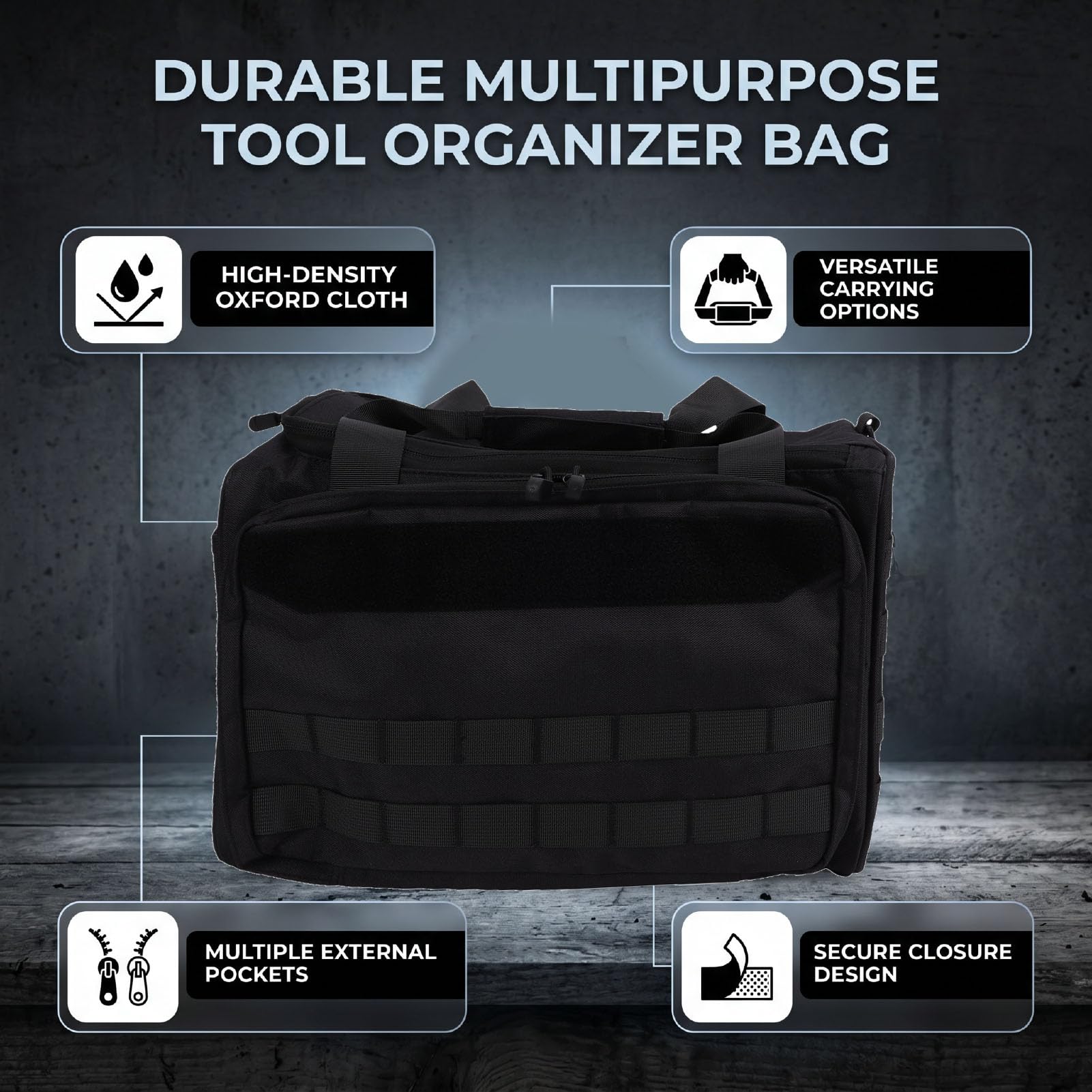 Luocute Bolsa de Almacenamiento de Herramientas, Bolsa Organizadora de Tela Oxford de 13,8 X 8,7 X 11 Pulgadas