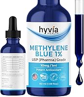 Vista 1 de Azul de metileno 1% USP grado farmacéutico para humanos – 99.99% de pureza – Probado por terceros, certificado ISO, formaldehído y alcohol gotas