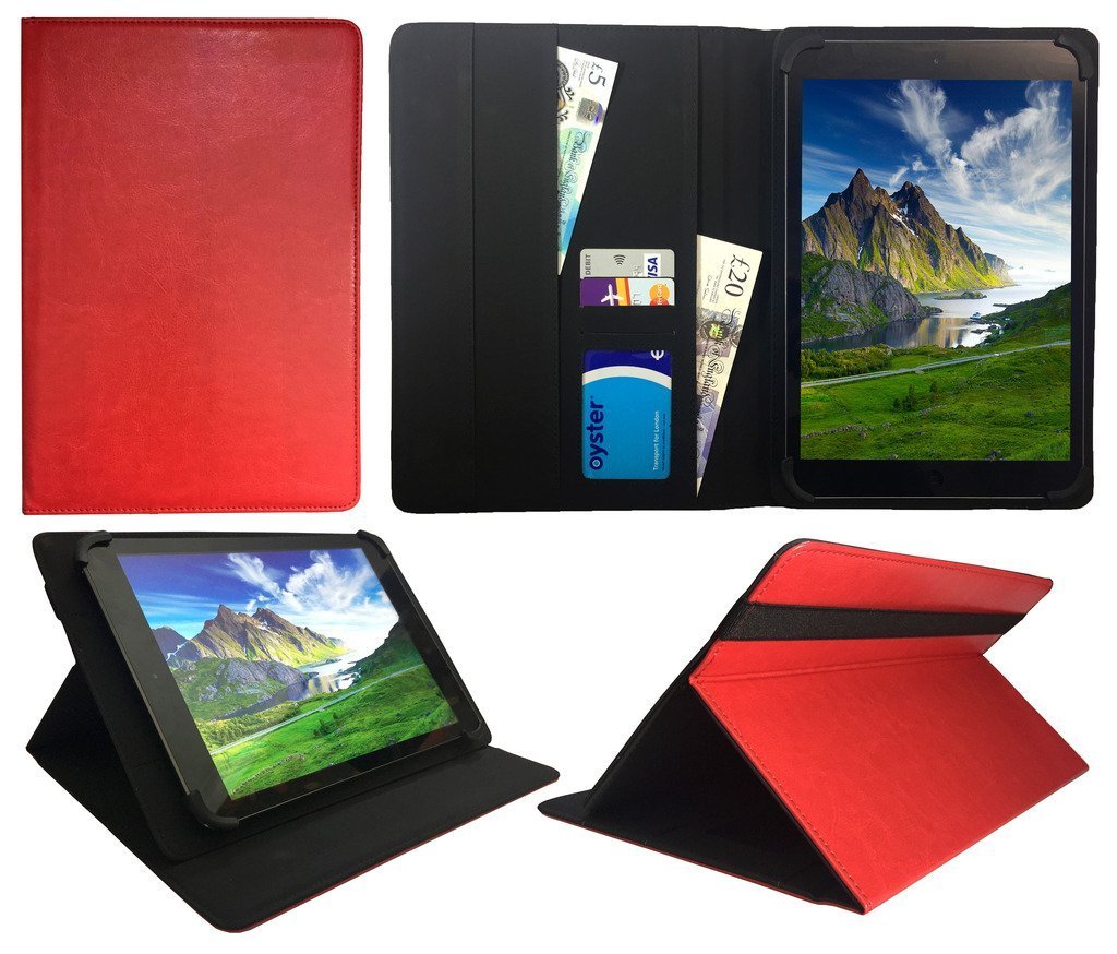 Sweet Tech Bestenme 10 Inch Tablet PC Red Universal Wallet Case Cover Folio (10-11 inch)