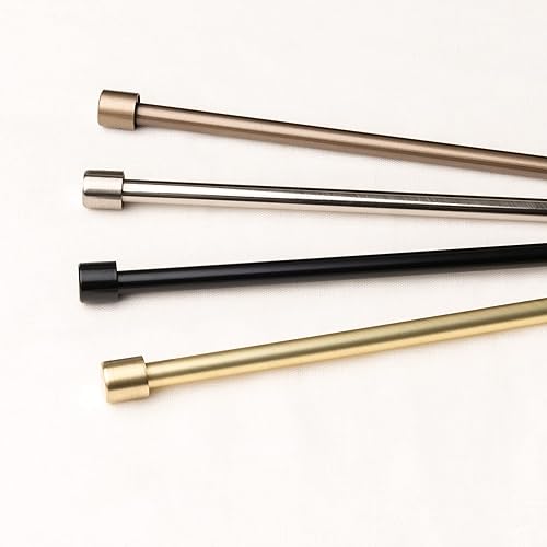 Miniatura 3 de Best Home Fashion Barra de cortina decorativa de metal doble de 1 pulgada de diámetro con remate de cubo, barra de cortina doble con acabado