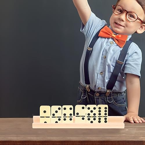Miniatura 8 de 4 bandejas de dominó de madera para dominó, soporte de madera de dominó natural, bandejas de dominó, organizador para azulejos y juegos familiares