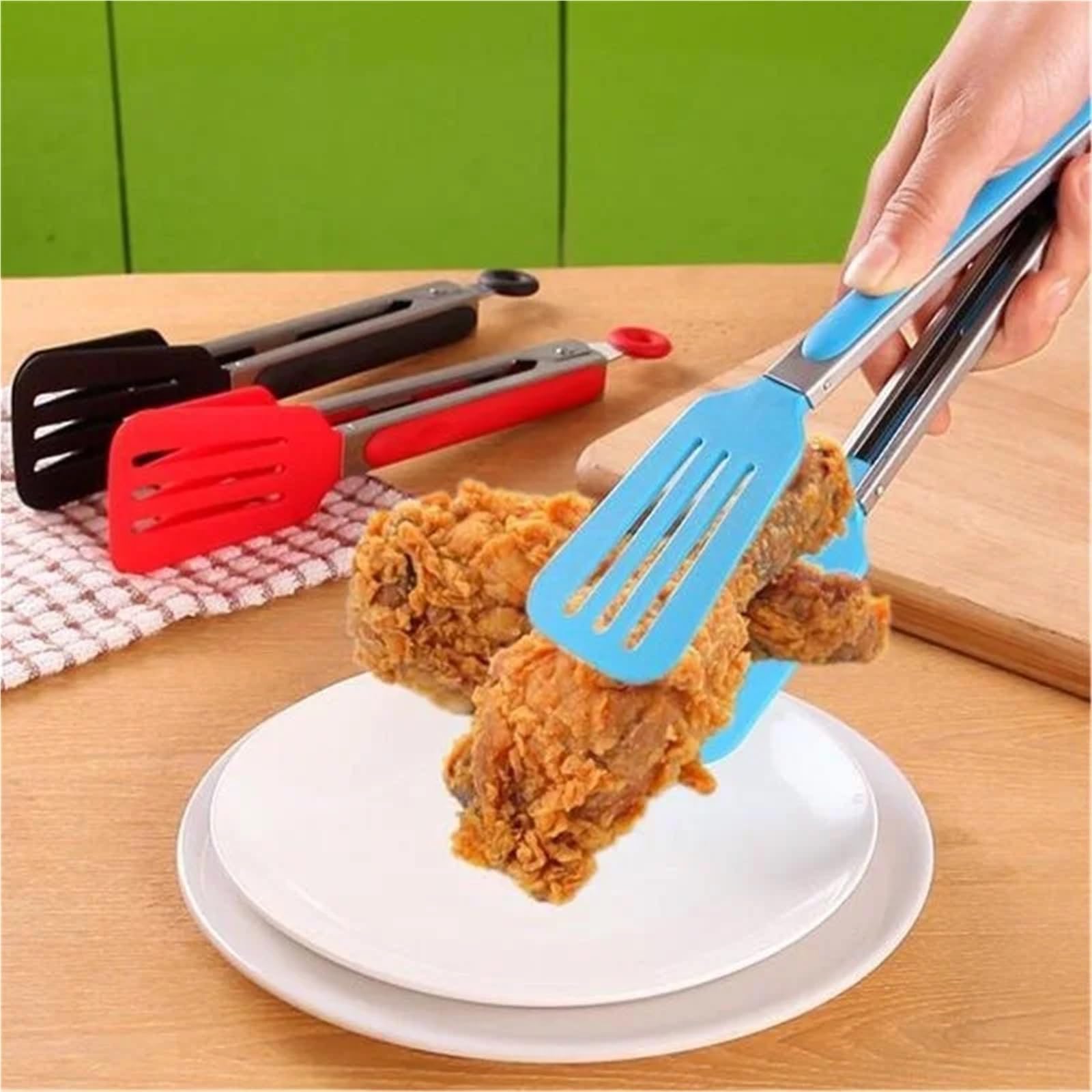 Küchenzange -Set 3 Teile/Satz Silikon Grill Zange BBQ Clip Küche Clips Silikon Lebensmittel Zange Lebensmittel Clips Küche Werkzeug for Zuhause Edelstahl Schaufel Für die Küche(Blue)