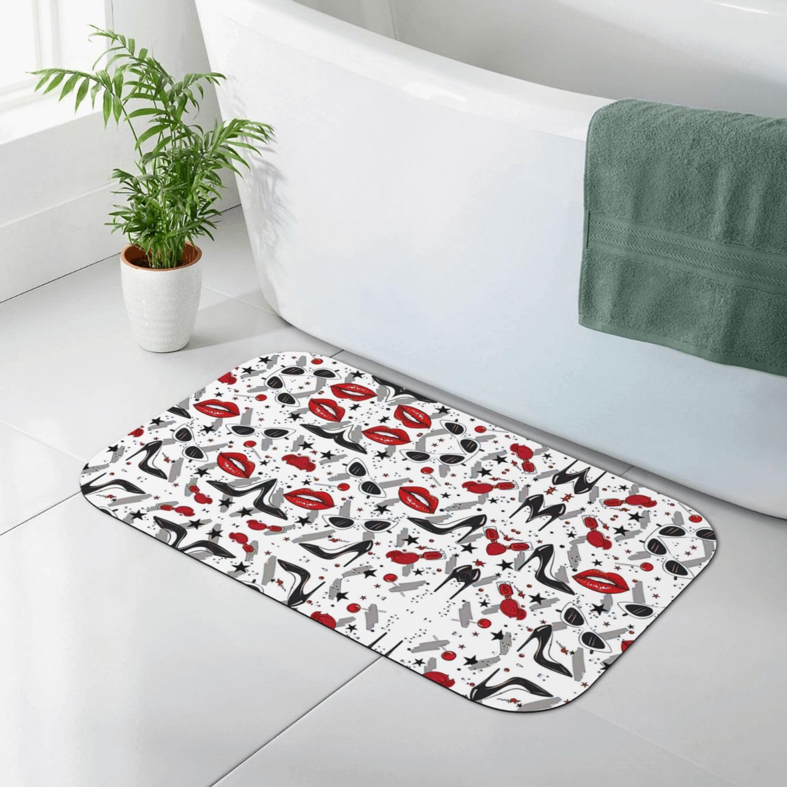 Tapis de bain diatomée Lèvres Talons Hauts pliable anti-glisse et séchage immédiat