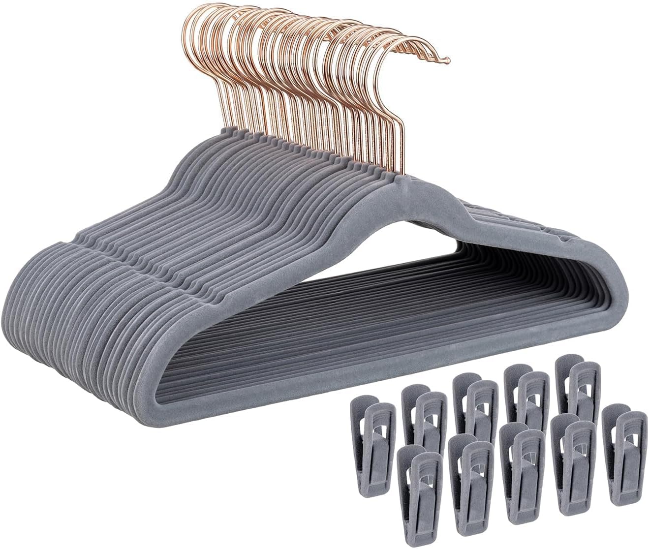 Tonswachic Kids Velvet Hangers 30 Pack, 14 Inch Non-Slip Felt Kid Hanger for Toddler/Youth/Teen, Slim Space Saving Child Hanger for Baby Closet, Heavy Duty Children's Hangers with 10 Clips - Beige