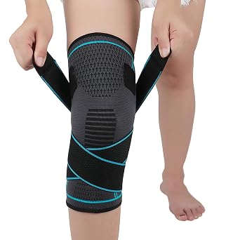 Knee Support Brace for Women and Men,Adjustable Compression Knee Brace for Arthritis,Joint Pain,Ligament Injury,Meniscus Tear,ACL,MCL,Walking,Running,Sportssingle XL, Blue