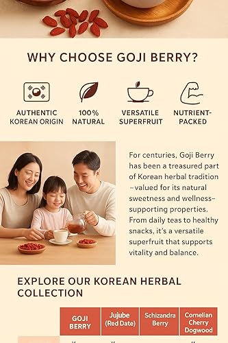 Miniatura 3 de Baya de Goji 4 oz (113 g) - Té de hierbas coreano | Bayas de Goji secas premium, superfruta, bebida de bienestar rica en antioxidantes y sin cafeína