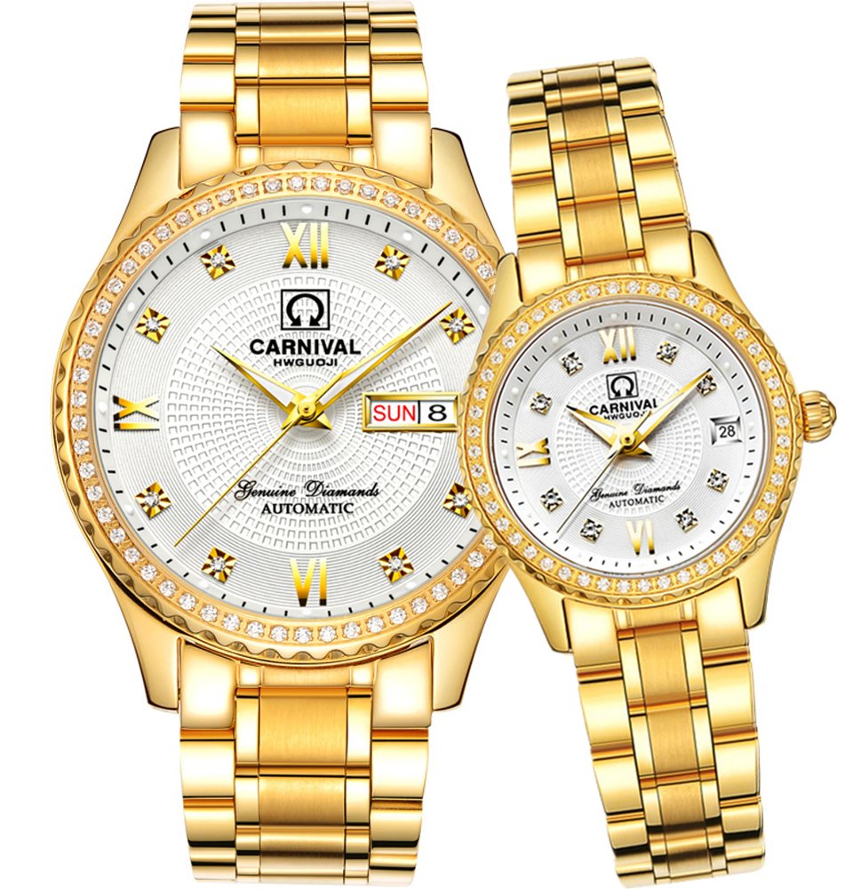 Carnival Couple Watches Men and Women Automatic Mechanical Watch Romantic for Her or His Set of 2