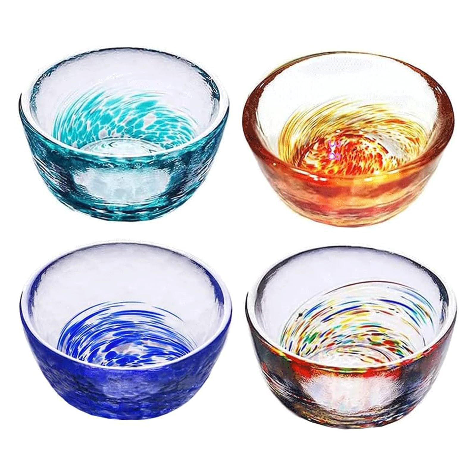 Ensemble de Tasses à saké en Verre Cristal coloré, Petites Tasses à vin, Tasses à thé, Verres à saké de 40ML, Ensemble de Verres à saké Japonais, 4 pièces Tasse à saké