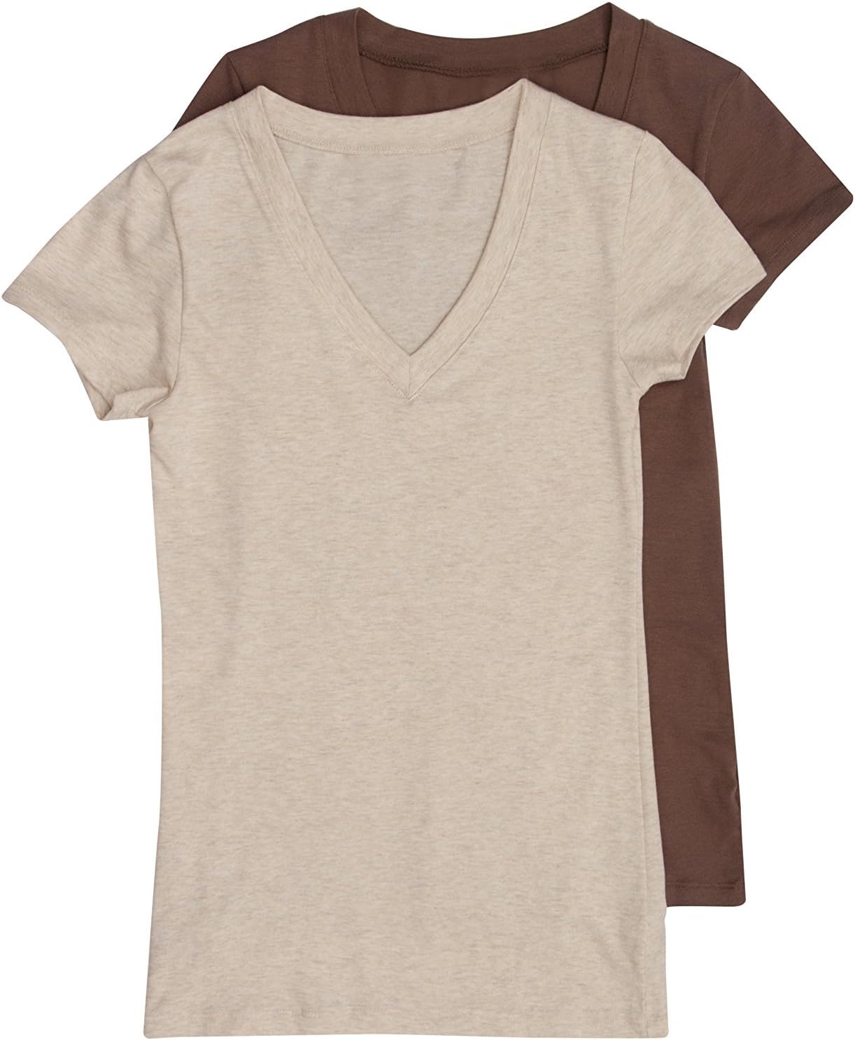 Zenana Outfitters Trendyfriday Women's Must Have Basic V-Neck T-Shisrts (Small, Mocha, H Beige)