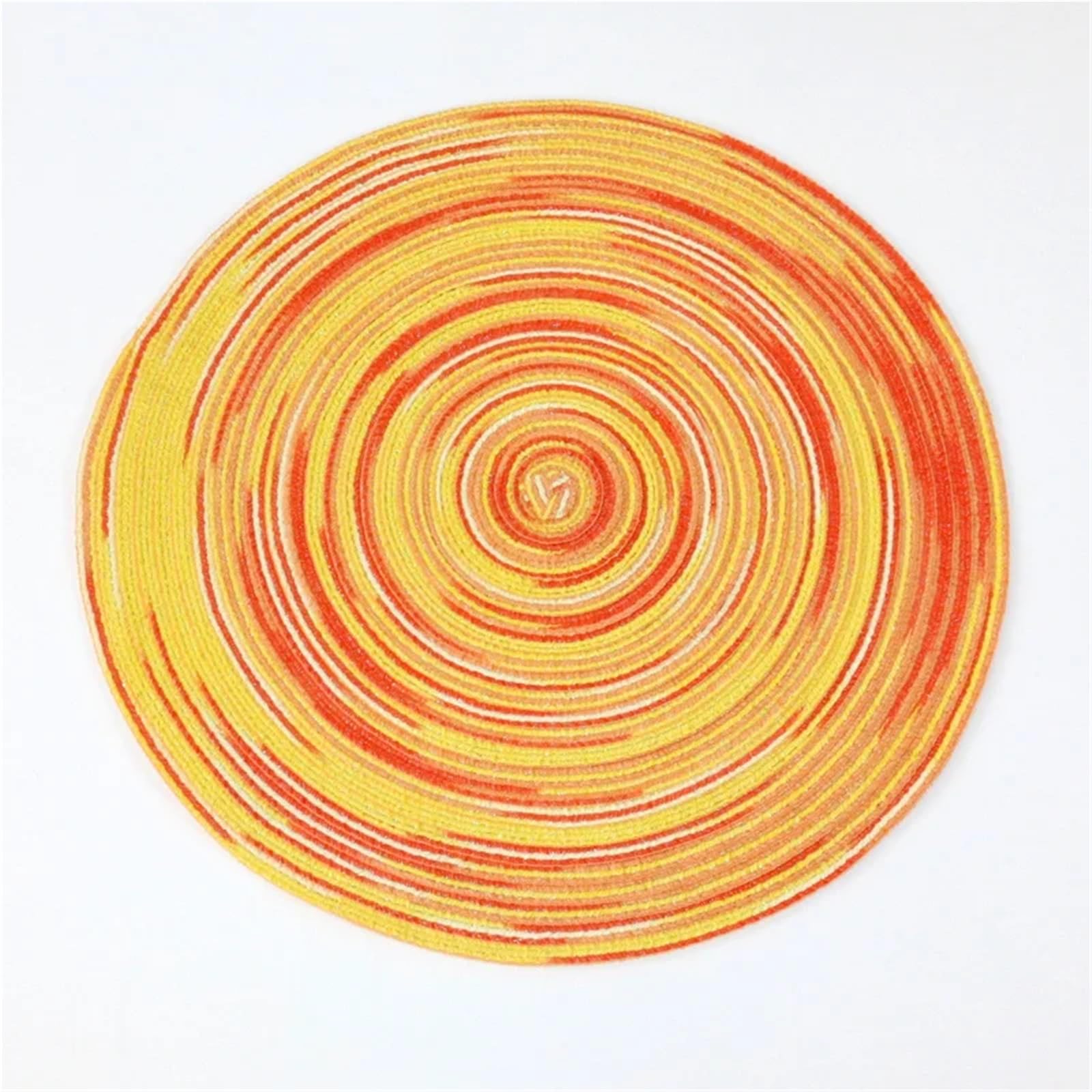 Woven Placemats 1PC Round Placemats And Coasters Braided Woven Place Mats Washable Heat Resistant Table And For Dining(Yellow,38CM)