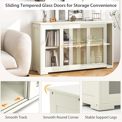 Vista 16 de Costzon - Aparador de almacenamiento para cocina, gabinete apilable antiguo para el hogar armario de bufé para el comedor