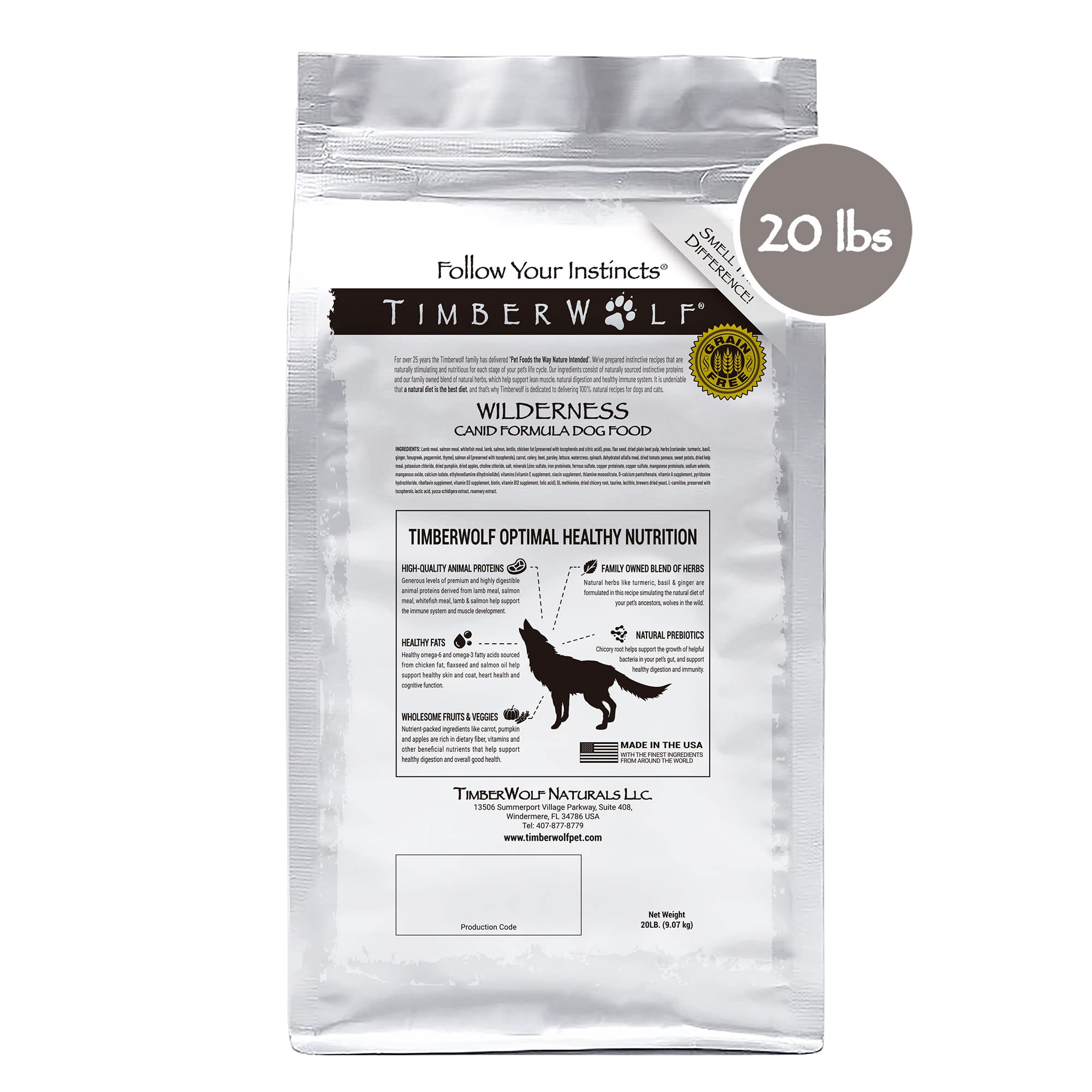 Timberwolf Wilderness Lamb Recipe Dry Dog Food 20lb