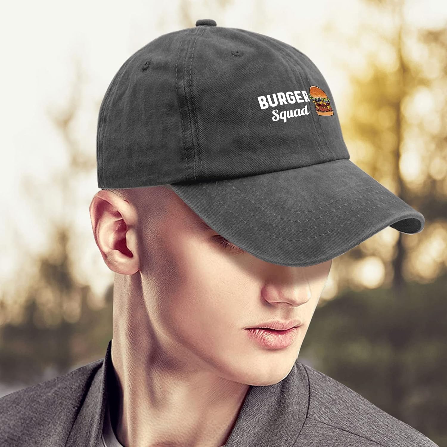 Miniatura 4 de ZEY Mens Hat Burgerr Squad Hamburger Golf Hat for Men's Outdoor Hats Breathable Baseball Cap Men