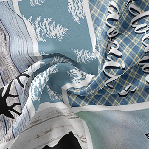 Miniatura 6 de QOOMO Juego de edredón con estampado a cuadros para niños y niñas, adolescentes, decoración de habitación de osos, alces y pinos, juego de ropa de