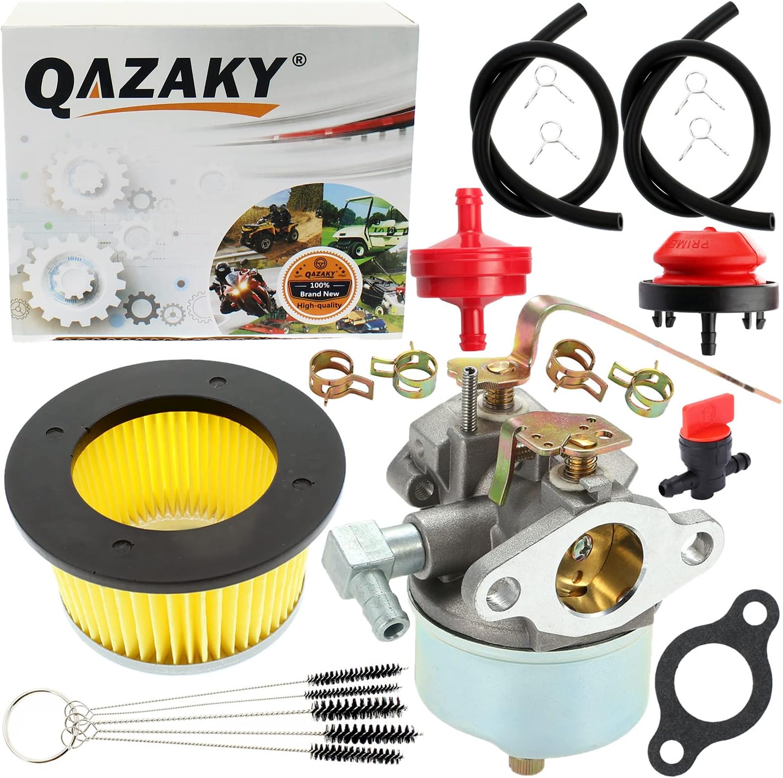 Carburetor + Air Filter 30604 30727 Kit Compatible with Tecumseh 631921 631070 631070A 631074 631245 631820 632284 H25 H30 H35 H40 Engine Carb Chipper Shredder Tiller Generator Snowblower