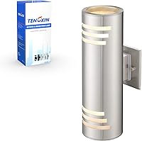 Vista 8 de TENGXIN Luces de pared para exteriores del atardecer al amanecer, lámpara de pared exterior con cilindro de acero inoxidable, luces de sensor