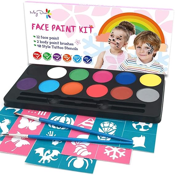 Maydear Face Painting Kit for Kids with 12 Colors Safe and