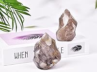 Vista 4 de AMOYSTONE Torres de Piedra en Forma de Llama de Cuarzo Rosa y Azul, Grandes Cristales Curativos de Cuarzo para Decoración del Hogar 1.0LBS