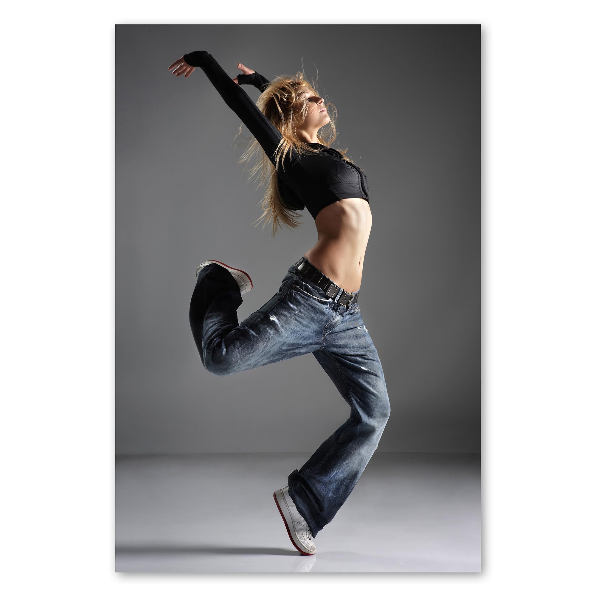 Postereck - 0799 - Hip hop, donna che balla musica street dance ballerina - Decorazione da Parete, Stampa Fotografica, Idea Regalo, Quadri - Tela - 100,0 cm x 75,0 cm