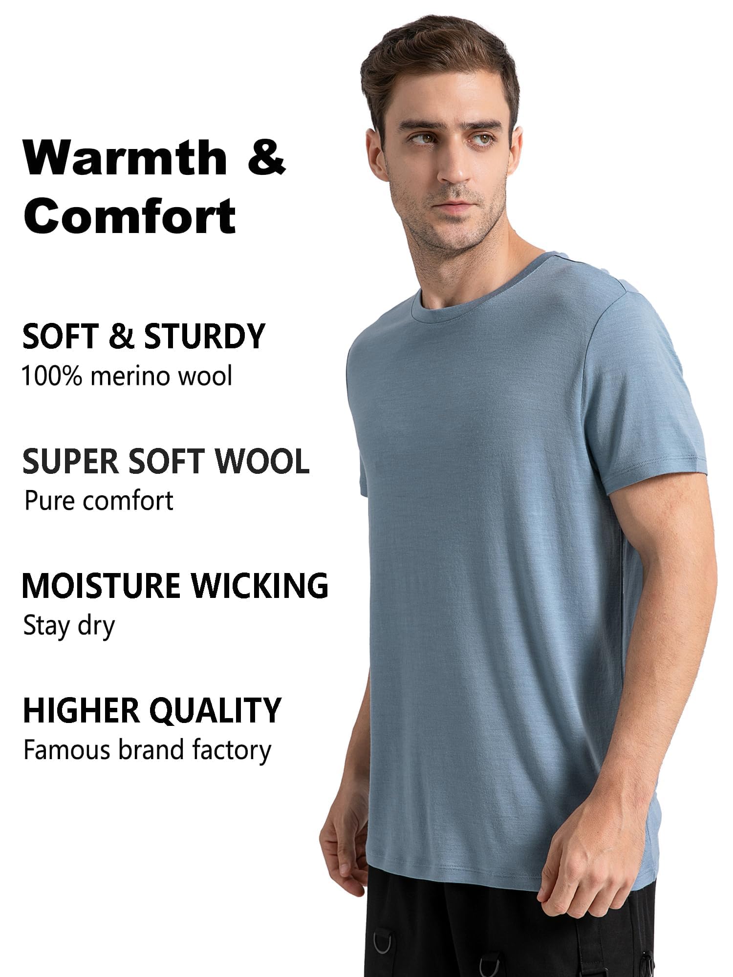 innotree Maglietta da uomo in lana merino, 100% biologica, resistente agli odori, maglietta intima per escursioni e viaggi