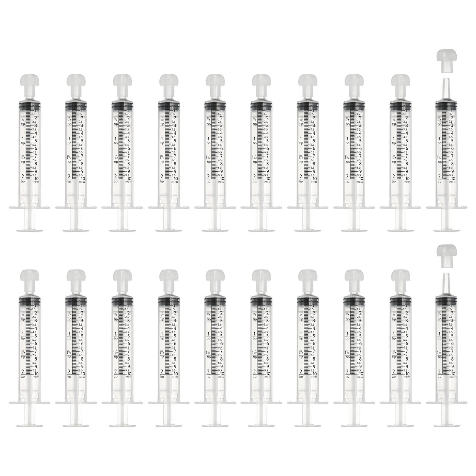 sourcing map Feeding Syringes with Cap, Plastic Syringes for Liquid Pet Feeding Measuring Tool No Needle 10ml, (White, 20 Pcs), Intended for Dog / Cat / Rabbits / Small Animal / Scientific Lab