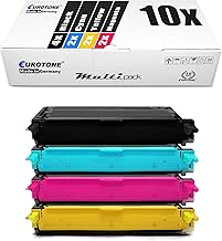EOS-Toner Eurotone Cartridges for Epson Aculaser C2800 DN DTN N Replaces Epson 4X Black, 2X Cyan, 2X Yellow, 2X Magenta Cartridges in Bundle of 10 Original Eurotone (ISO Standard 19798)