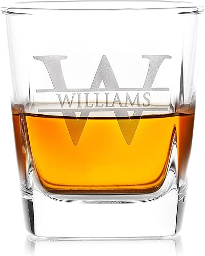 Amazing Items Single Regalos de whisky para hombres, vasos de whisky personalizados con nombre e inicial 9 diseños 9 onzas, vasos de rocas con