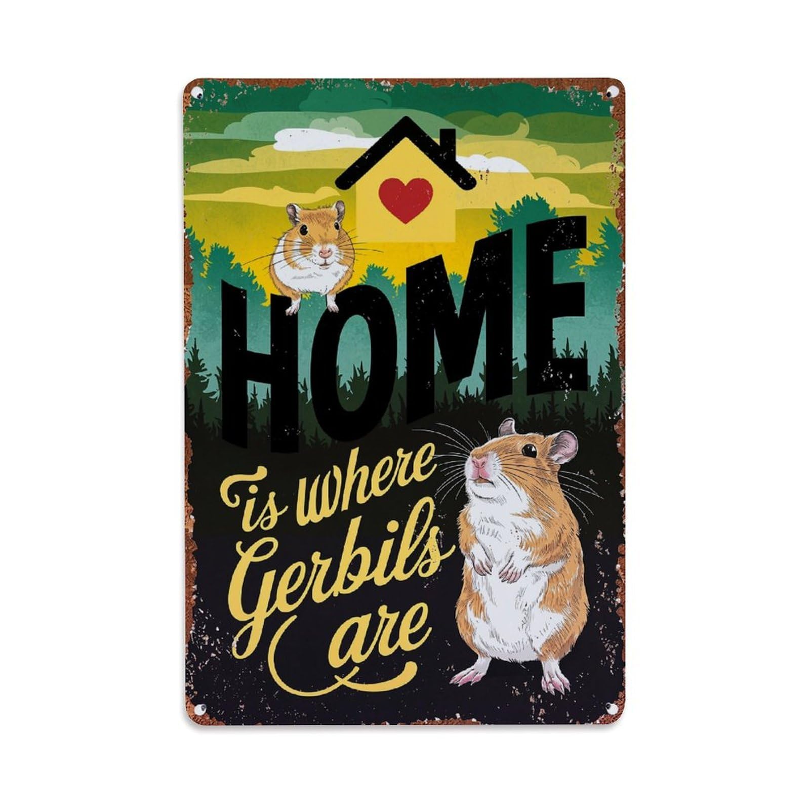 Jdfenggu Vintage Home Where Gerbils Are Retro Metal Tin Sign, Decor Art Poster For Bar, Home, Man Cave, Kitchen, Laundry Room Gift 8X12inch
