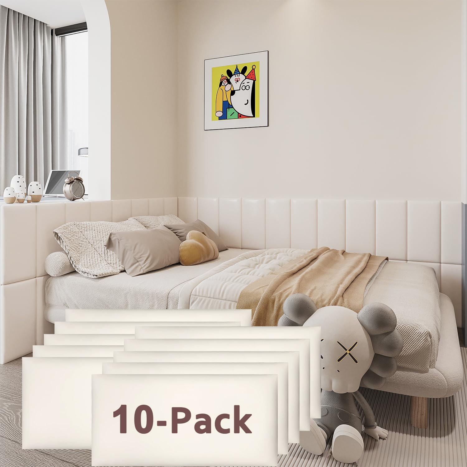 YU LI 3DH 3D Anti-Collision Wall Padding for Kids Self-Adhesive 10PCS White headboard Panels for Wall Peel and Stick headboard