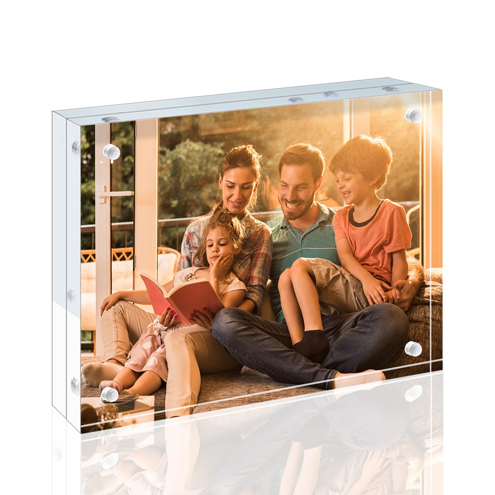 EGOFINE A4 Acrylic Frames 1 Pack, 20mm Thicker Frameless Clear Picture Frames, Double Sided Magnetic Picture Frames, Free Standing Desktop Display