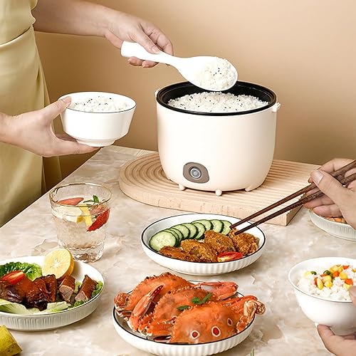 Miniatura 7 de Olla arrocera, 3 tazas cocidas (1.5 tazas sin cocinar), extraíble lavable, interior antiadherente, capacidad de 1.8 L, color beige