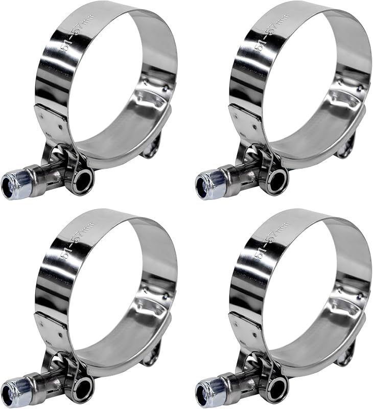 Abraçadeira T-Bolt Wevdn 1,75" para Mangueira, Aço Inoxidável – Kit com 4 unidades