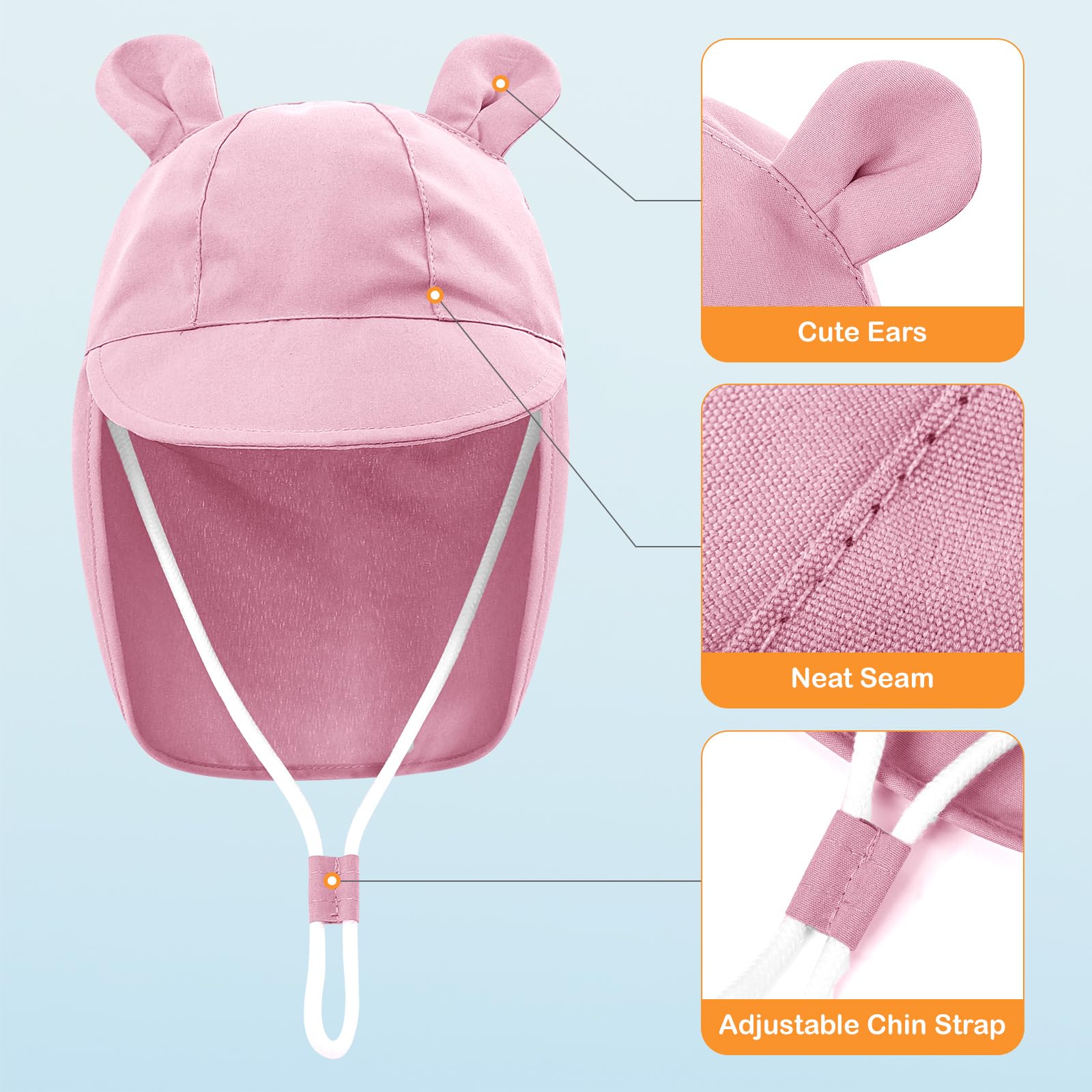 MK MATT KEELY 2 PCS Sombrero de Sol Bebé Gorro de Playa Protección UV Verano Niños Niñas con Protección de Cuello